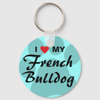 Chaveiro I Love (Heart) My French Bulldog Pawprint
