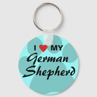 Chaveiro I Love (Heart) My German shepherd Pawprint