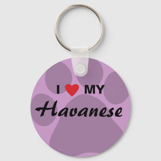 Chaveiro I Love (Heart) My Havanese Pawprint