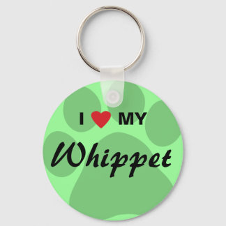 Chaveiro I Love (Heart) My Whippet Pawprint