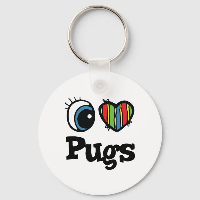 Chaveiro I Love (Heart) Pugs (Frente)