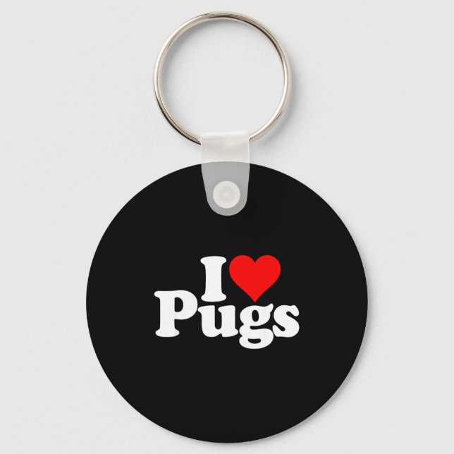 Chaveiro I Love Heart Pugs Pug Dog Canine  (Frente)