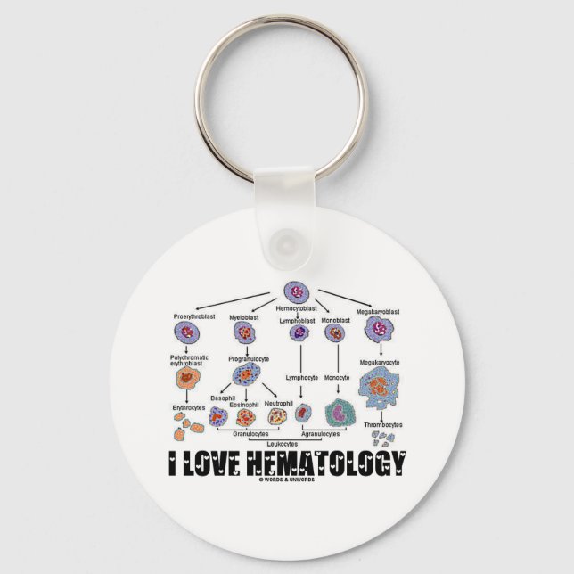 Chaveiro I Love Hematology (Linhagem De Células Sanguíneas) (Frente)