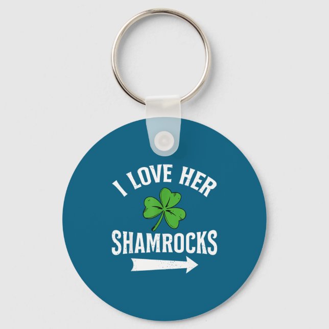 Chaveiro I Love Her Shamrocks St. Patrick's Day Couple Outf (Frente)