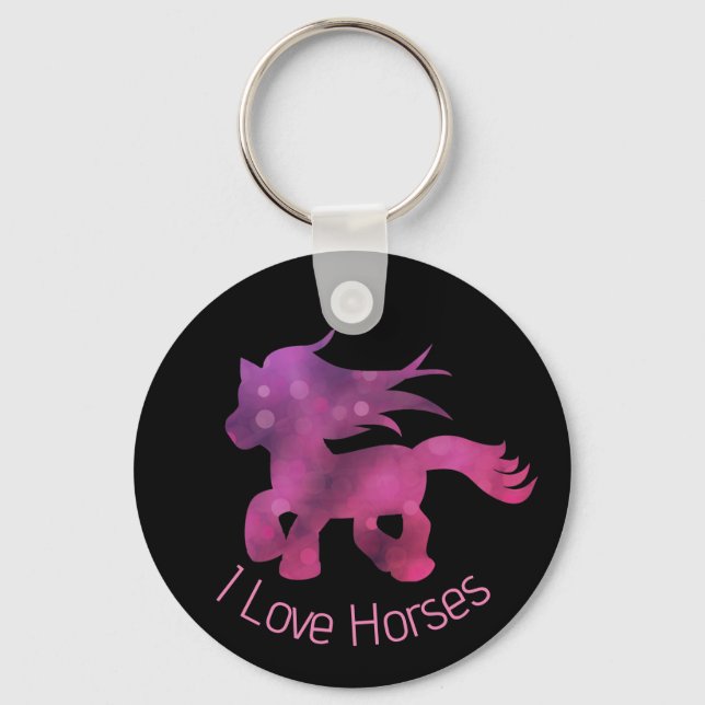 Chaveiro I Love Horses Cute Pink Glam Horse (Frente)