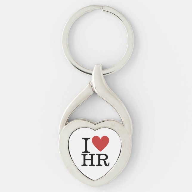 Chaveiro I ❤️ Love HR - Metal Heart Keychain - RH Dept/Func (Frente)