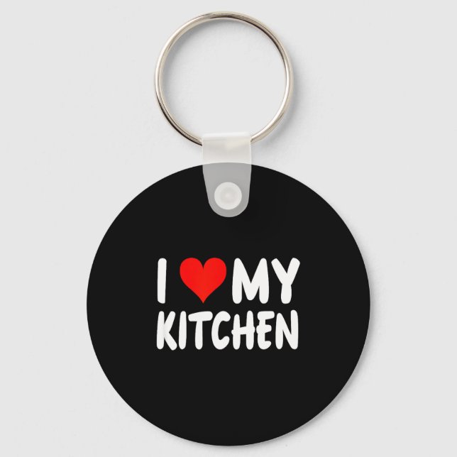 Chaveiro I Love Kitchen - Heart - Funny Cute Cook Remodel C (Frente)
