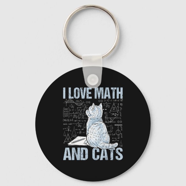Chaveiro I Love Math And Cats Science Teacher Student Funny (Frente)
