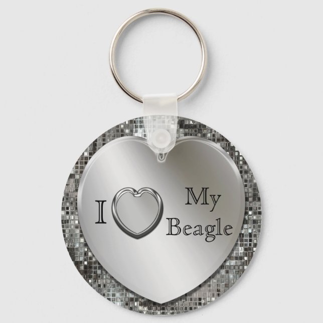 Chaveiro I Love My Beagle Heart Keychain (Frente)