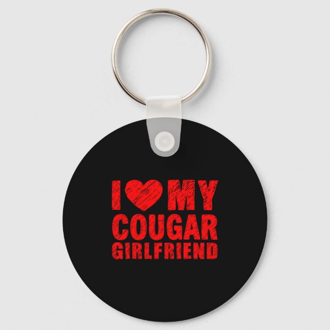 Chaveiro I Love My Cougar Girlfriend Heart Valentine Couple (Frente)
