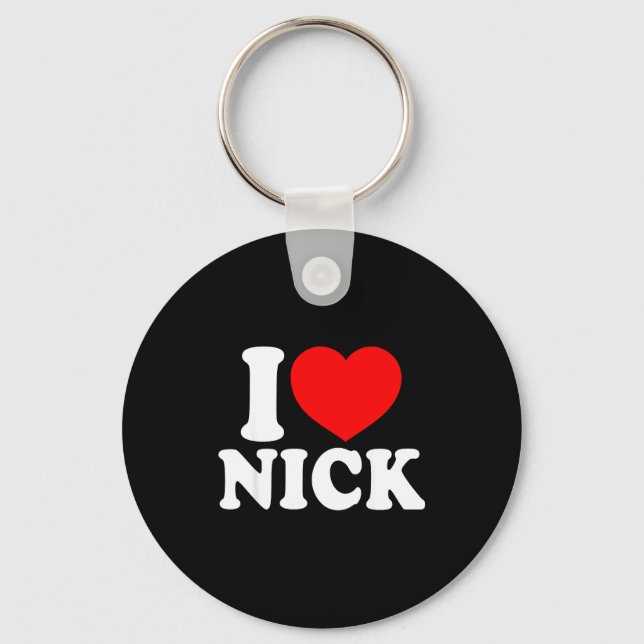 Chaveiro I Love Nick, I Heart Nick Name, Red Heart Valentin (Frente)