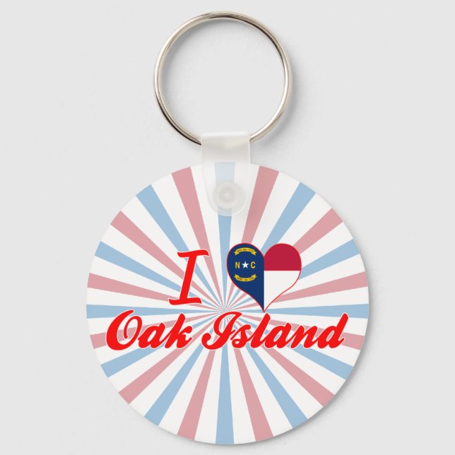 Chaveiro I Love Oak Island, Carolina do Norte (Frente)