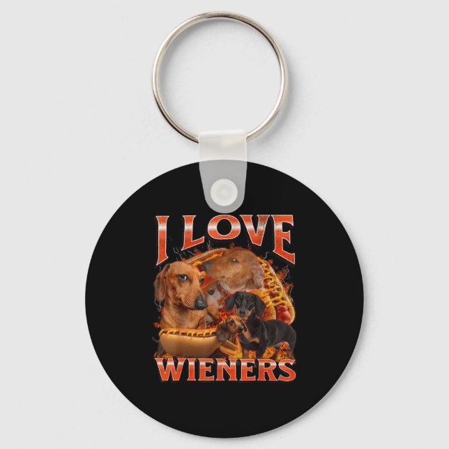 Chaveiro I Love Wieners Funny Offensive Dachshund Bootleg G (Frente)