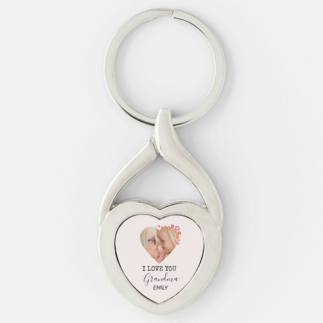 Chaveiro I Love You Grandma | Personalized Heart Keychain (Frente)
