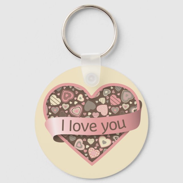 Chaveiro I love you heart with banner - Chocolate Dream (Frente)