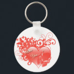 CHAVEIRO I LOVE YOU IN RED HEART<br><div class="desc">A I Love you words on a red heart with swirls and butterflies, for the one you love</div>