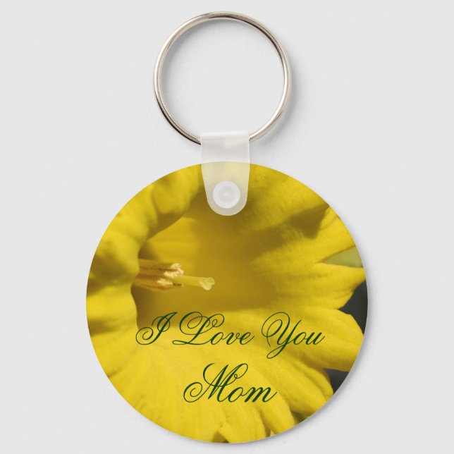 Chaveiro I Love You Mom Daffodil Flower  (Frente)
