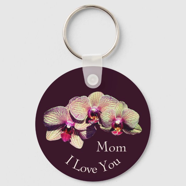 Chaveiro I Love You Mom Fancy Orchid Flowers  (Frente)