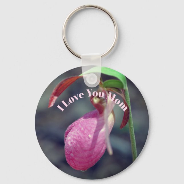 Chaveiro I Love You Mom Lady Slipper Flower  (Frente)