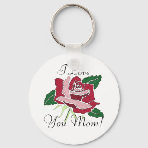 Chaveiro I Love You Mom! rose key chain