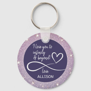 Chaveiro I love you Valentines Day Dark Purple Glitter Cute