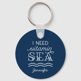 Chaveiro I Need Vitamin Sea Custom Navy Button Keychain