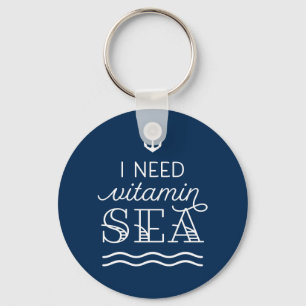 Chaveiro I Need Vitamin Sea Navy Button Keychain