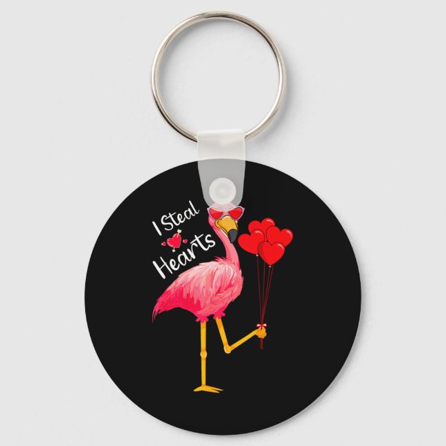 Chaveiro I Steal Hearts Funny Flamingo Lover Valentine's Da (Frente)