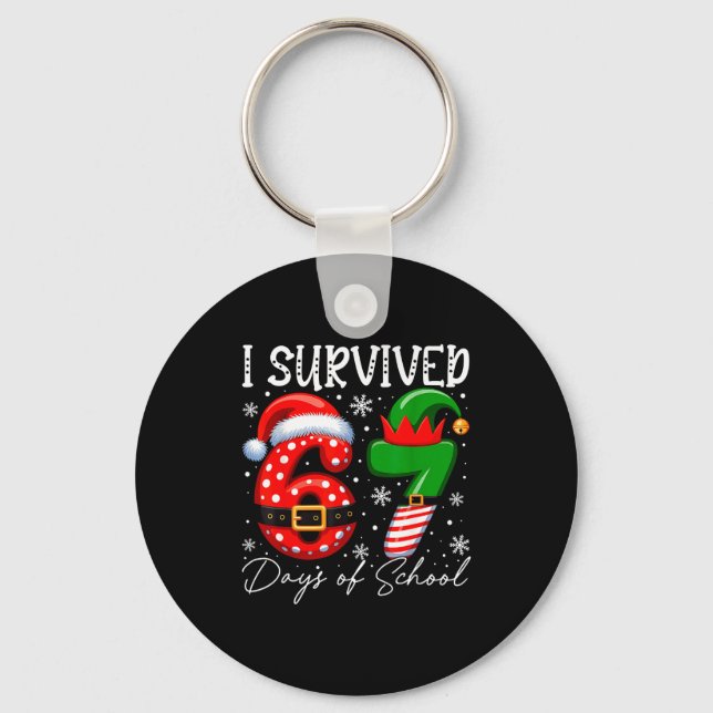 Chaveiro I Survived 67 Day Of School Funny 67 Xmas Santa El (Frente)