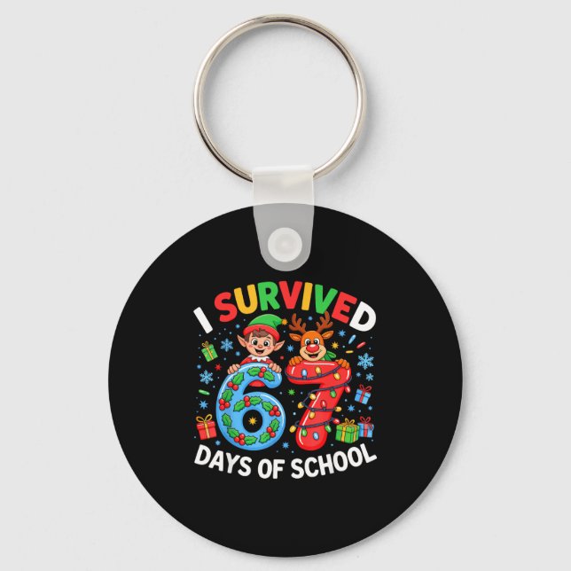 Chaveiro I Survived 67 Days Of School Christmas Candy Cane  (Frente)