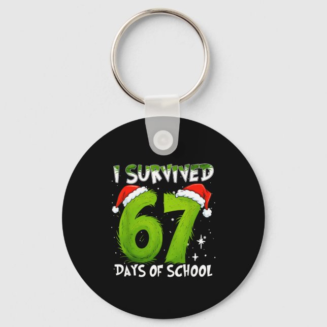 Chaveiro I Survived 67 Days Of School Christmas Candy Cane  (Frente)