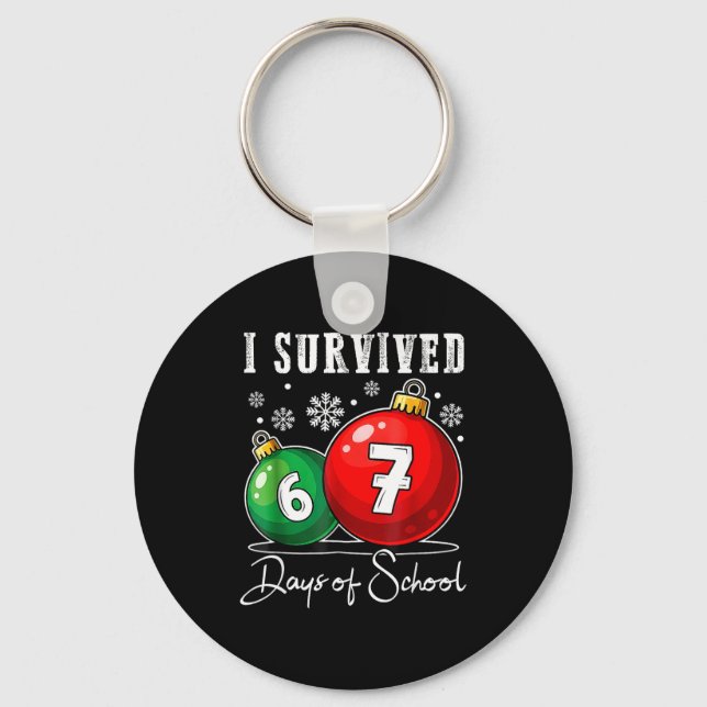 Chaveiro I Survived 67 Days Of School Christmas Candy Cane  (Frente)