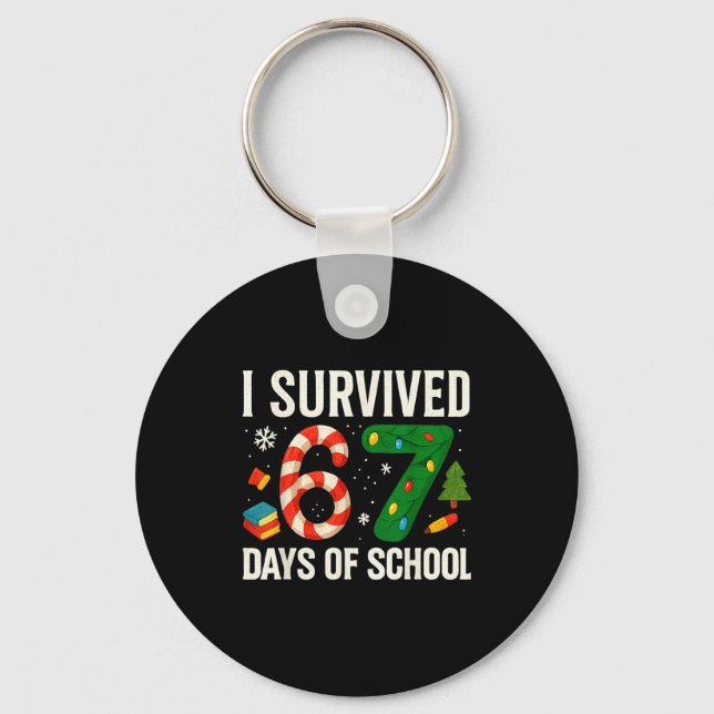 Chaveiro I Survived 67 Days Of School Christmas Red Plaid F (Frente)
