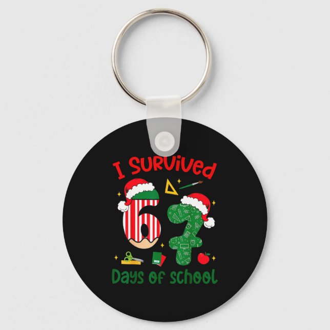 Chaveiro I Survived 67 Days Of School Christmas Six Seven M (Frente)