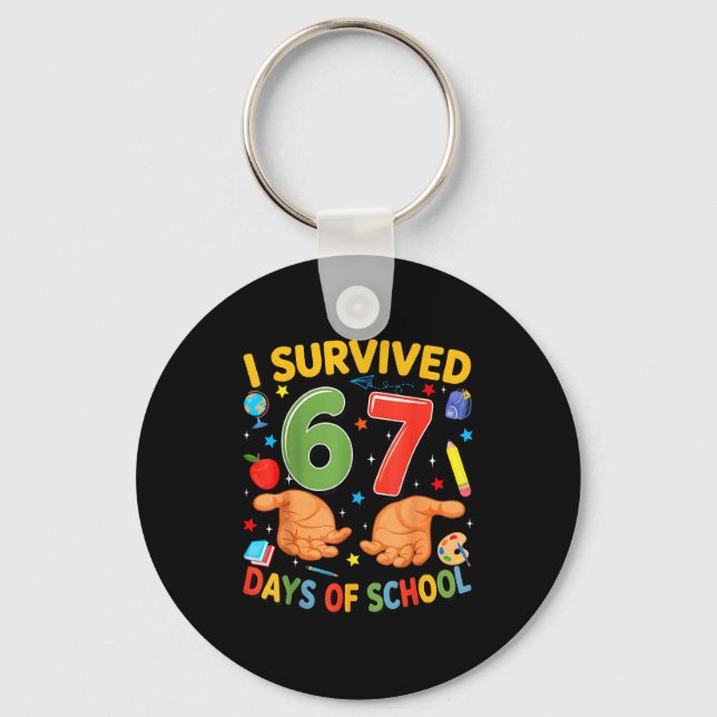 Chaveiro I Survived 67 Days Of School Cool Teacher Design  (Frente)