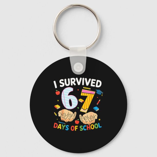 Chaveiro I Survived 67 Days Of School Cool Teacher Design  (Frente)