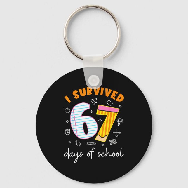 Chaveiro I Survived 67 Days Of School Cool Teacher Design  (Frente)