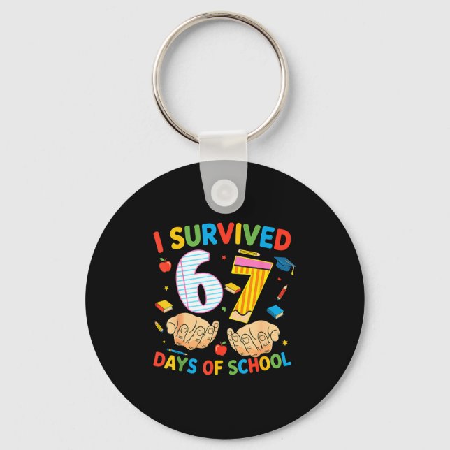 Chaveiro I Survived 67 Days Of School Cool Teacher Design  (Frente)