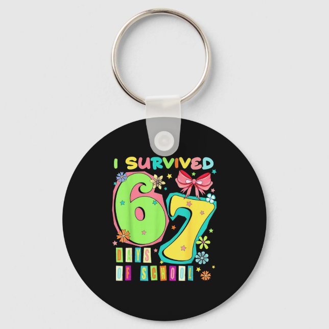 Chaveiro I Survived 67 Days Of School Coquette Bow Teachers (Frente)