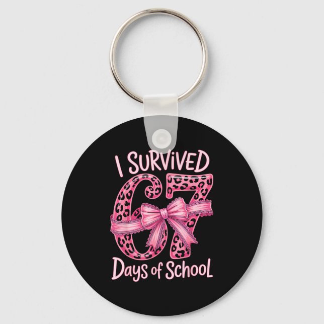 Chaveiro I Survived 67 Days Of School Coquette Girls Women  (Frente)