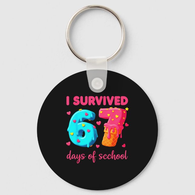Chaveiro I Survived 67 Days Of School Funny 67 Meme Teacher (Frente)