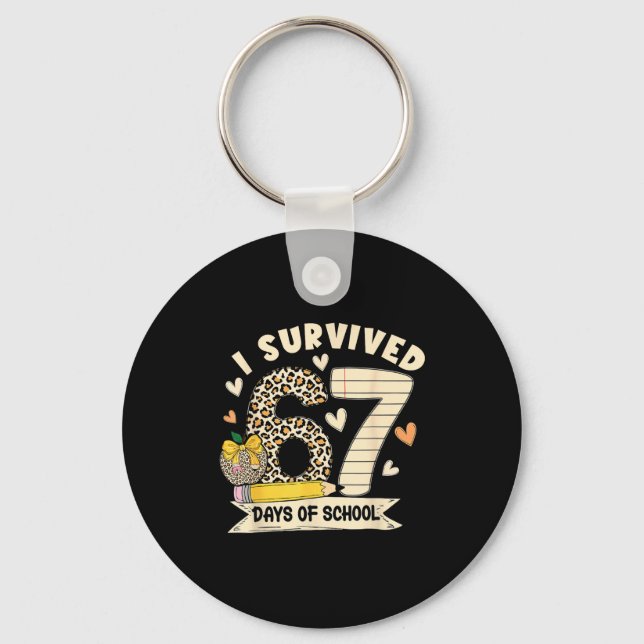 Chaveiro I Survived 67 Days Of School Funny Leopard Student (Frente)