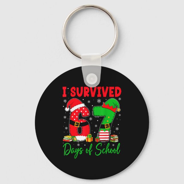Chaveiro I Survived 67 Days Of School Six Seven Christmas S (Frente)