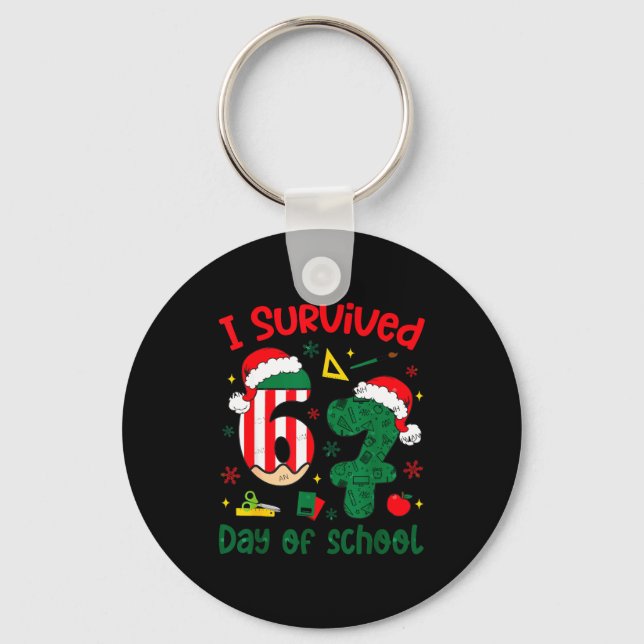 Chaveiro I Survived 67 Days Of School Student Christmas Hum (Frente)