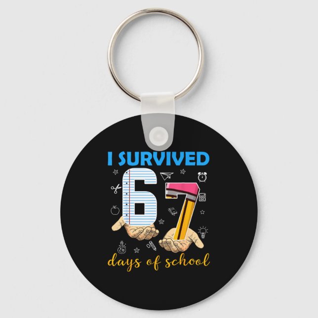 Chaveiro I Survived 67 Days Of School Students Teachers 100 (Frente)