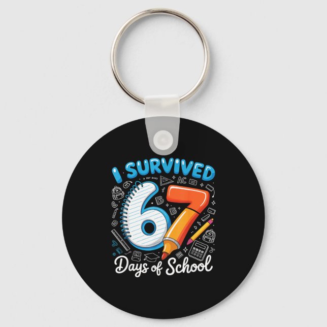 Chaveiro I Survived 67 Days Of School Teacher Student Six S (Frente)
