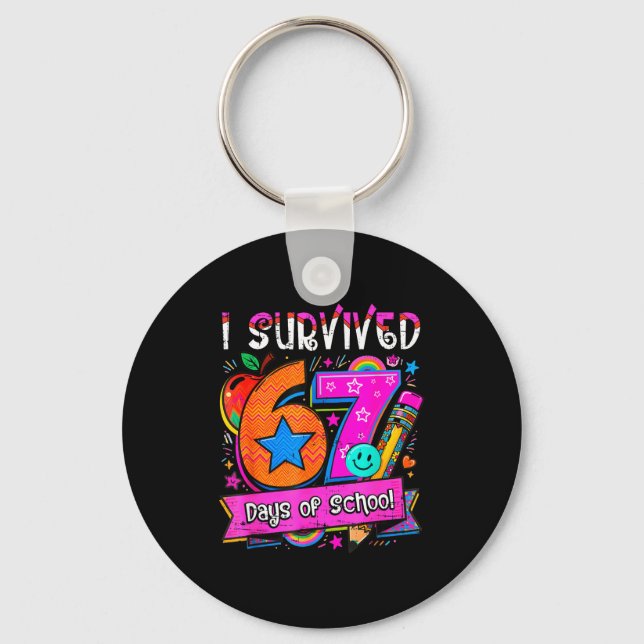 Chaveiro I Survived 67 Days Of School Teacher Student Six S (Frente)