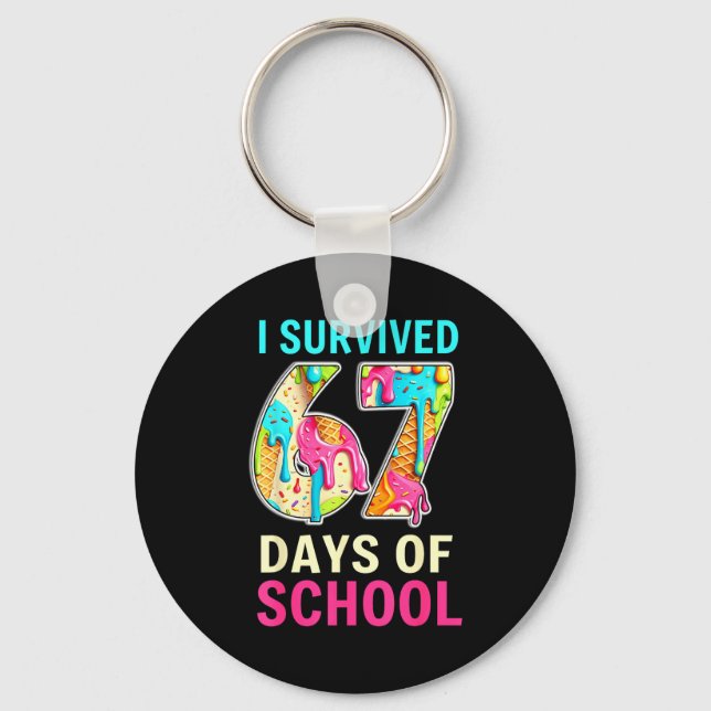 Chaveiro I Survived 67 Days Of School Teacher Student Six S (Frente)