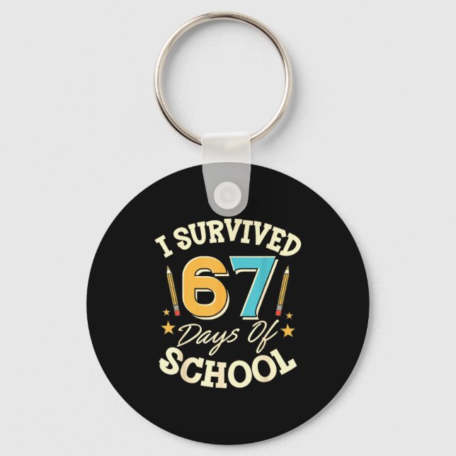 Chaveiro I Survived 67 Days Of School Teachers Students Mem (Frente)