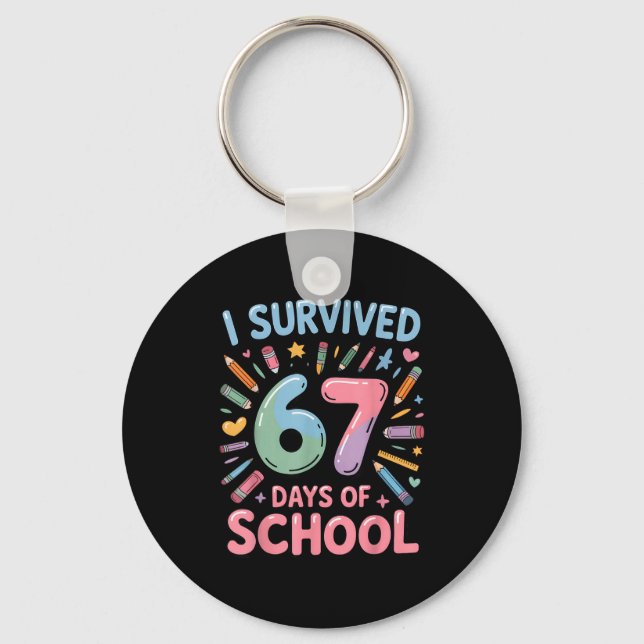 Chaveiro I Survived 67 Days Of School - Teachers Students S (Frente)